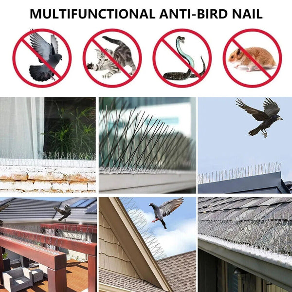 20pcs ANTI BIRD SPIKES 50CM Stainless Steel Polycarbonate Base Pigeon Deterrent