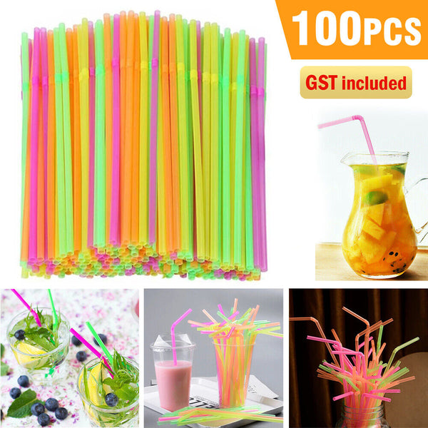 UP1000Straw BPA-Free Bendable Disposable Drinking Plastic Party Straw Multicolor