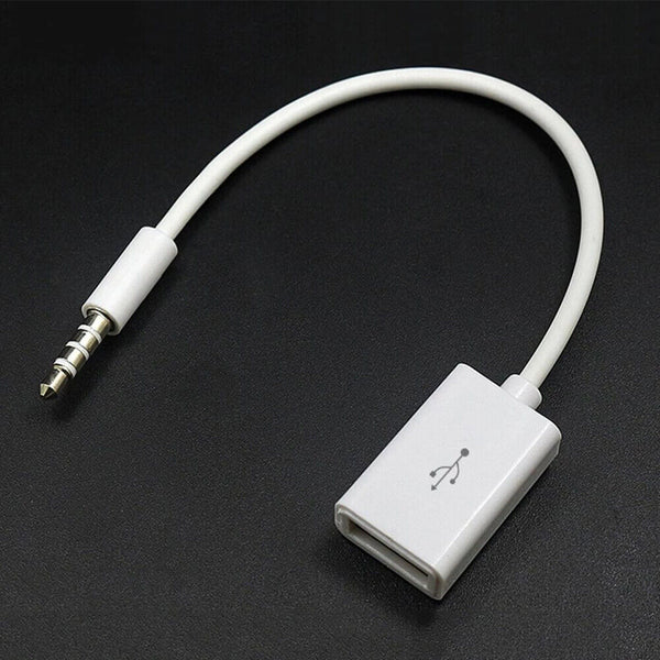 Male Cable Plug AUX Jack 3.5mm Audio to USB 2.0 Female Converter Cord Play MP3