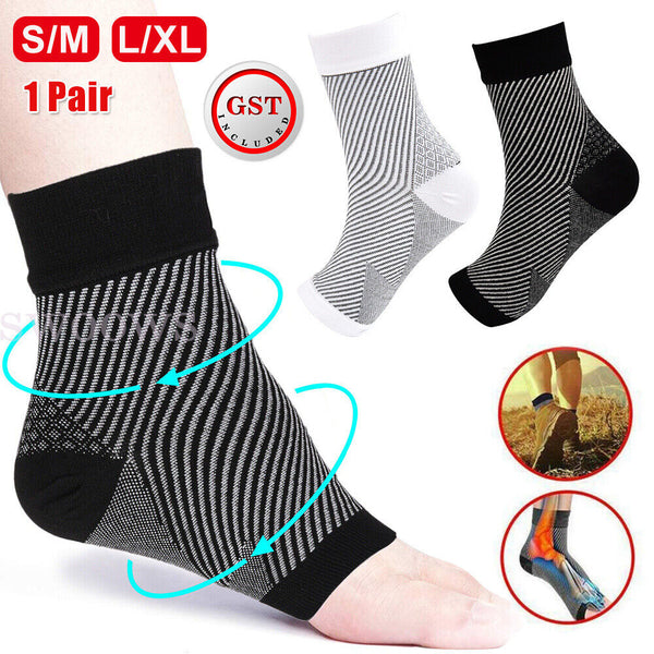 Pair Foot Sleeve Plantar Fasciitis Compression Socks Achy Swelling Heel Ankle AU