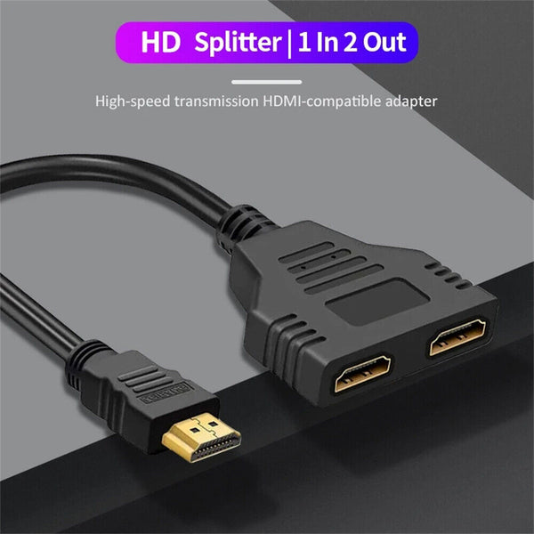 HDMI Splitter 1 In 2 Out Cable Adapter Converter 1080 Multi Display Duplicator