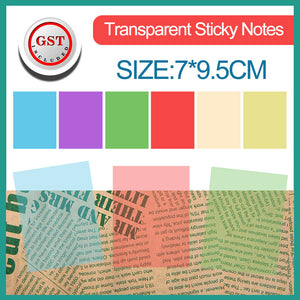 Transparent Waterproof PET Memo Sticky Note Daily To Do Stationery 50 Sheets