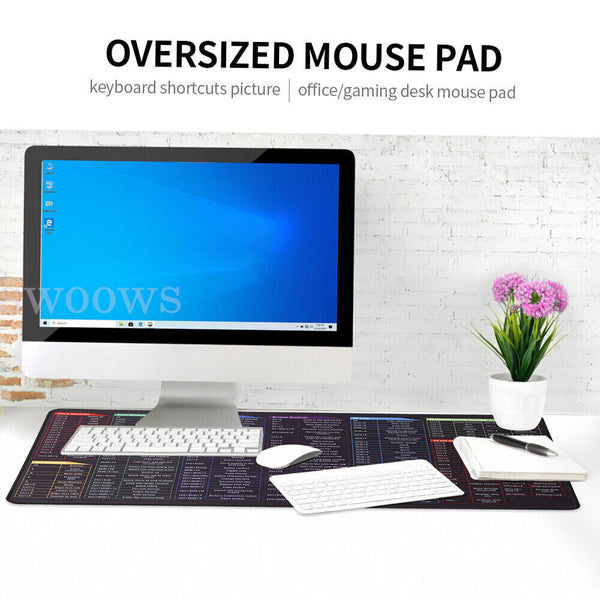 Large Shortcut Mouse Pad Extended Office Mouse Pad with Stitched Edges Wat