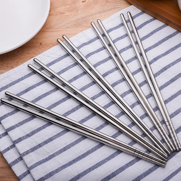 Stainless Steel Chopsticks Asian Japanese Chinese Dinner Metal Reusable Cutlery