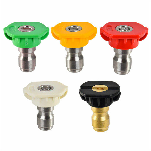 5Pcs High Pressure Washer Spray Nozzles Variety Degrees Quick Connect Tip NEW