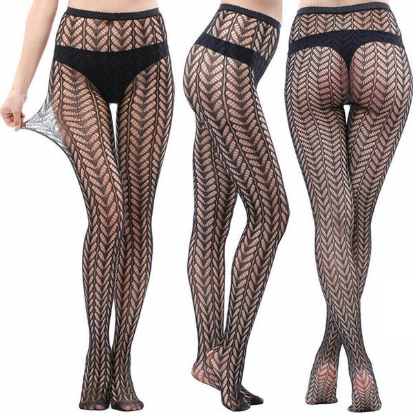 Women's Fashion Jacquard Fishnet Pantyhose Tights Pattern Stockings Waist High