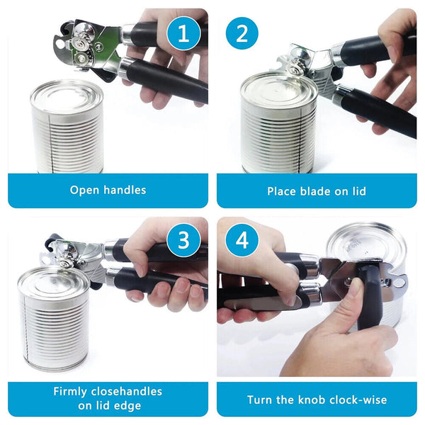1-3x Can & Bottle Opener Classic Stainless Steel Manual Heavy Duty Can Opener