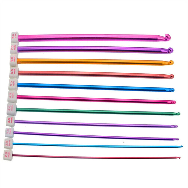 11Pcs Long Tunisian Afghan Crochet Hook Aluminum Knitting Needles Tool 2mm-8mm