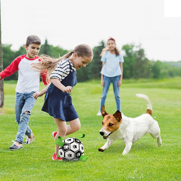 Dog Ball Interactive Soccer Toy Pet Football with Grab Tabs Tug Water Outdoor AU