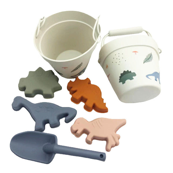 6PCS Beach Toys and Sand Toys Set For Kids - Silicone Buckets HOT Beach Toy