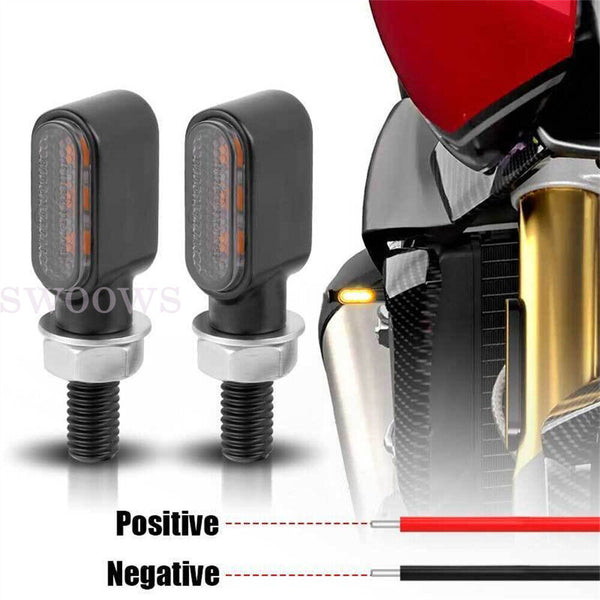 4X Mini Amber Motorcycle LED Indicators Turn Signal Lamp Universal Dirt Bike 12V