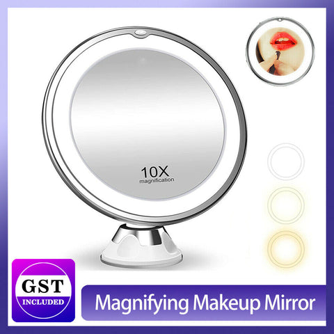 10X Magnifying Makeup Mirror With LED Light Cosmetic 360° Rotation Flexible AU