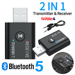 5.0 USB Bluetooth Transmitter Receiver Audio Adapter AUX 3.5mm TV CAR PC Speaker