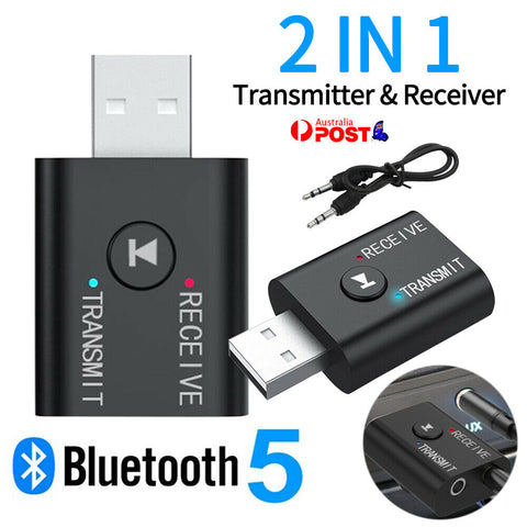 5.0 USB Bluetooth Transmitter Receiver Audio Adapter AUX 3.5mm TV CAR PC Speaker