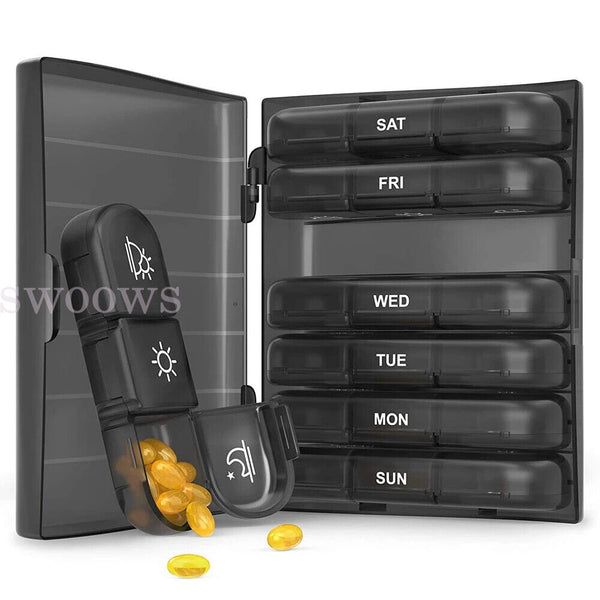 Weekly Daily Pill Box Organizer Medicine Tablet Storage Dispenser 7 Day Week