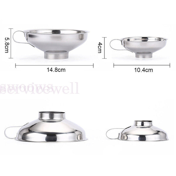 1/2 Stainless Steel Funnel Oil Liquid Funnel Metal Funnel With Detachable Filter