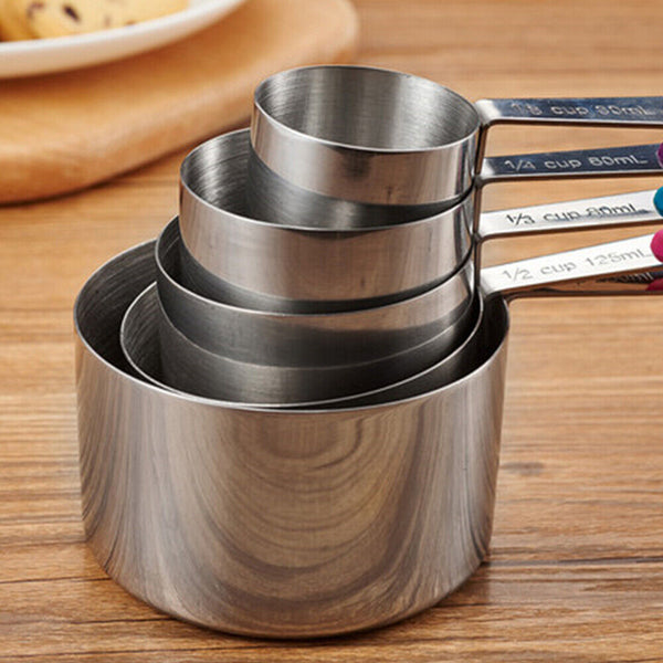 10pcs Set Spoons Stainless Steel Kitchen Baking Teaspoon and Measuring Cups AU