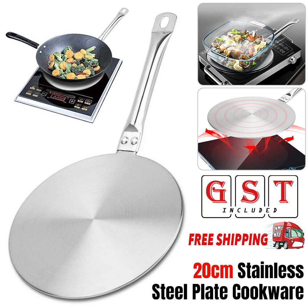 20cm Stainless Steel Induction Plate Cook Top Converter Heat Interface Disc AU