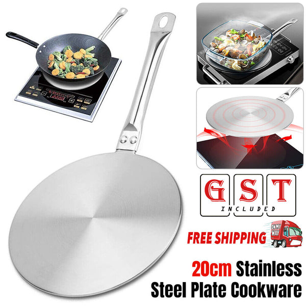 20cm Stainless Steel Induction Plate Cook Top Converter Heat Interface Disc AU