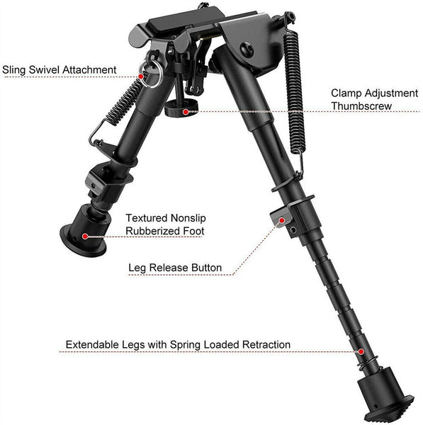 6"-9" Height Sniper Rifle Swivel Sling Bipod Adjustable Hunting Mount Stand AU