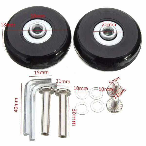 2Pairs 50mm Luggage Suitcase Replacement Wheels Axles Wrench Repair Tools AU