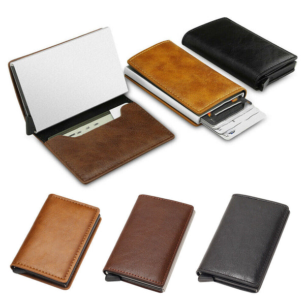 New Leather Credit Card Holder Men's Money Cash Wallet Clip RFID Blocking Purse