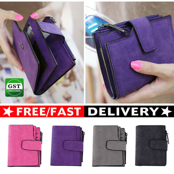 Women Short Small Wallet PU Leather Folding Coin Card Holder Money Folding Purse