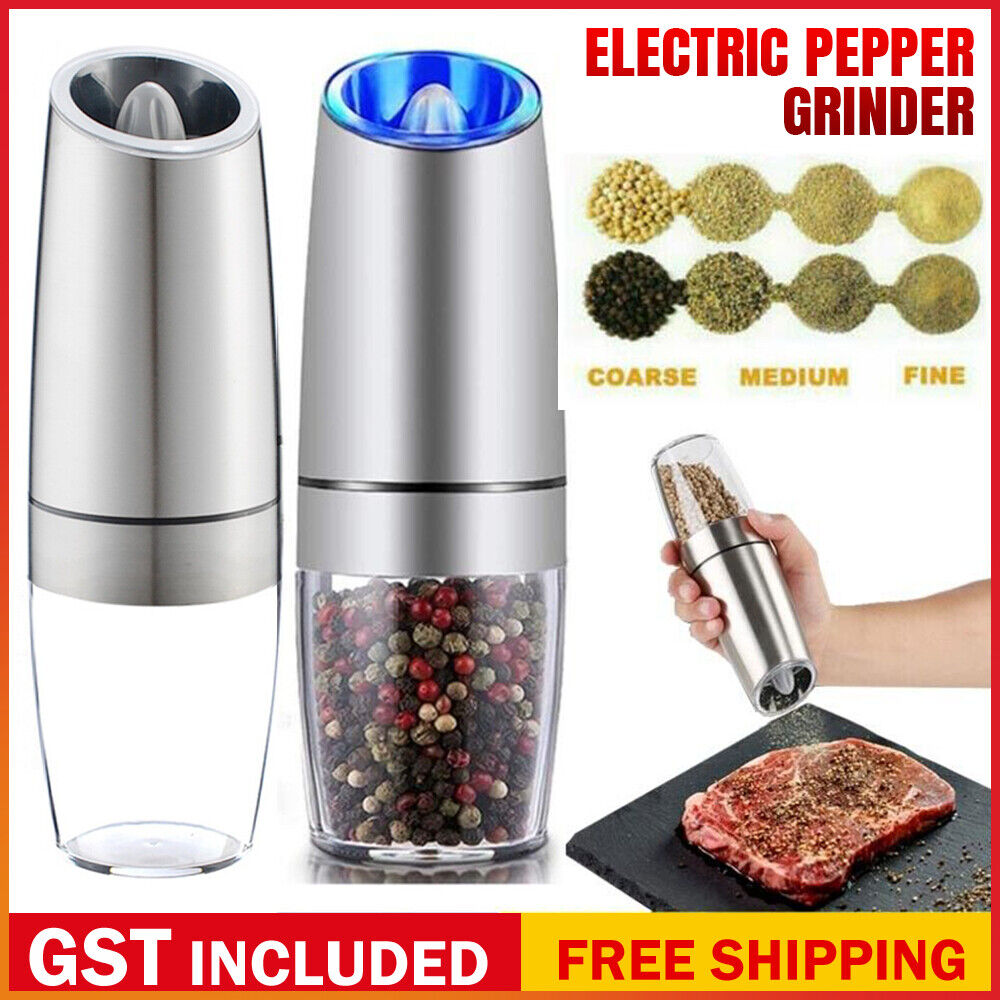 Salt Pepper Mill Grinder Automatic Battery-Operated LED Shakers Gravity Electric