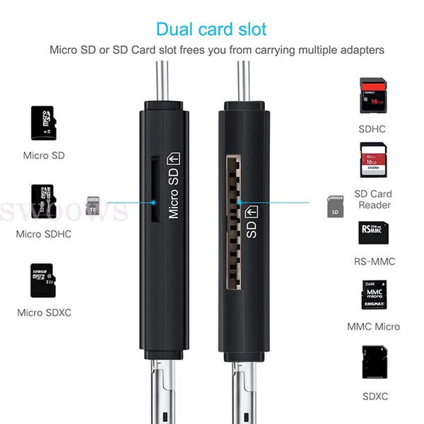 Micro USB OTG to USB 2.0 Adapter SD TF Micro Card Reader For PC Mobile Phone AU