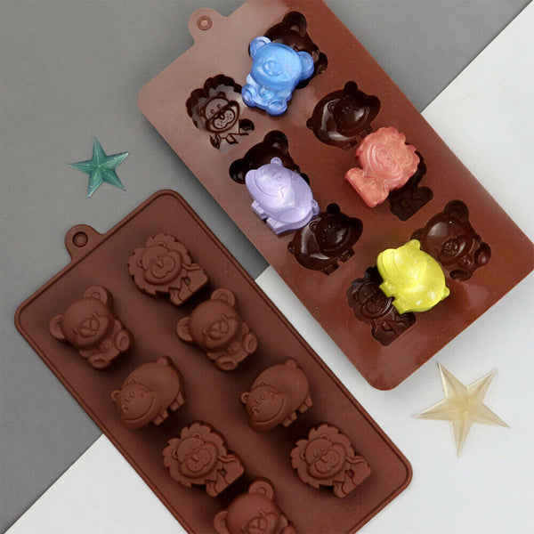 Safari Animals Chocolate Mould Ice Tray Silicone Jelly Cookie Cake Baking Mold