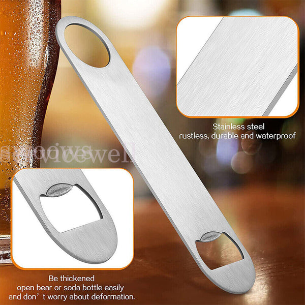 Stainless Steel Speed Bottle Opener Bartender Flat Bar Blade Cap Can Beer Drink