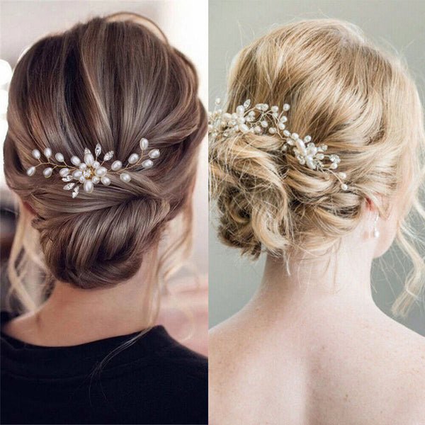 5/10 Bridal Hair Pins Rhinestone Pearl Diamante Flower Slide Clips Grips Wedding