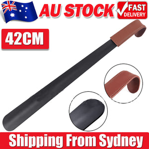 42cm Shoe Horn Long Leather Metal Handle Shoehorn Stainless Steel Lifter Tool AU