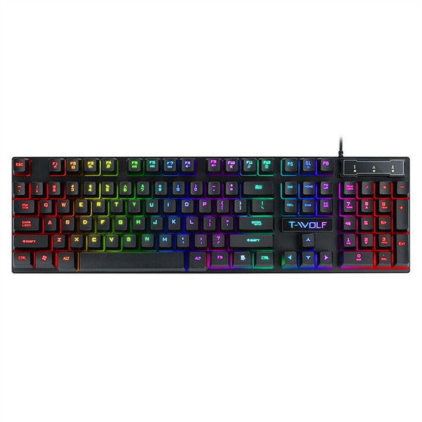 Wired USB Mechanical Gaming 104 Keys Keyboard RGB LED Backlit For Windows PC