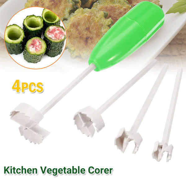 4PCS Kitchen Vegetable Corer Spiral Cutter Digging Device Fruits Hole Digger