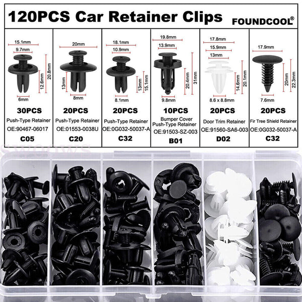 120PCS Car Body Trim Clips Fastener Rivet Retainer Bumper Panel Push Pin Kit Set