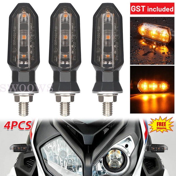 4X Motorcycle Indicators Bike LED Blinkers Turn Signal Light Amber Universal