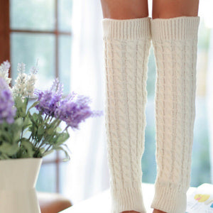 Women Ladies Winter Warm Leg Warmers Cable Knit Knitted Crochet Socks Leggings