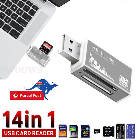 2x All in One Multi Card Reader For SDHC Micro SD to USB 2.0 MMC M2 Memory Stick