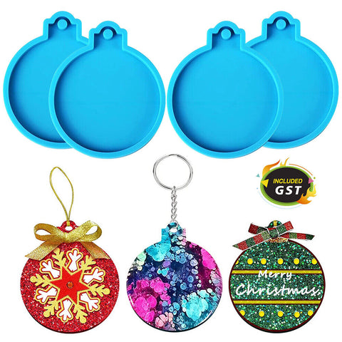 4PCS Christmas Bauble Silicone Mould Resin Mold Plain Round Circle DIY Crafts AU