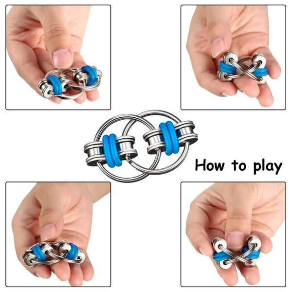 1/2X Flippy Bike Chain Fidget Toy Stress Relief Sensory Autism Anxiety Keychain