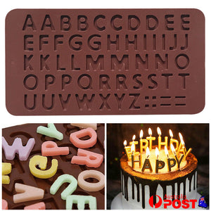 Alphabet Letters Chocolate Mold Ice Tray Silicone Cake Icing Fondant Mould AU