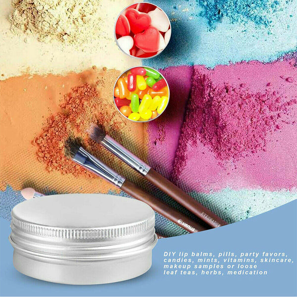 50/100pcs Durable Silver Aluminum Cosmetic Pot Lip Balm Jar Containers Empty Tin