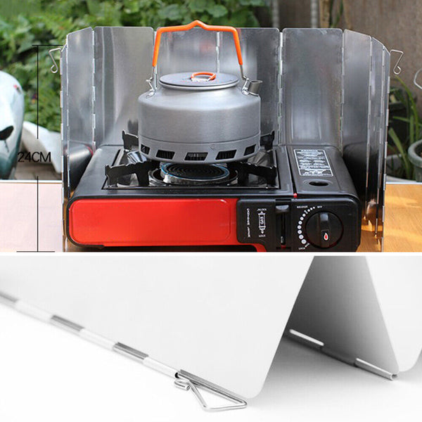 10 plates Foldable Aluminum Camping Cooker BBQ Gas Stove Wind Shield Screen AU