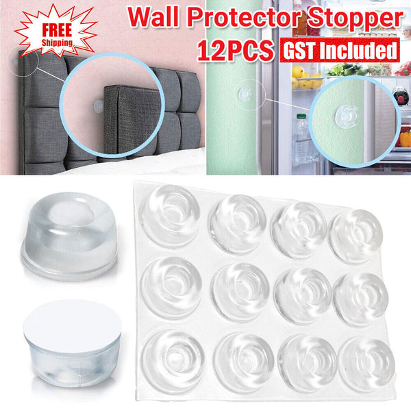 12PCS Wall Protector Rubber Stopper Self-Adhesive Door Handle Bumper Guard Stops