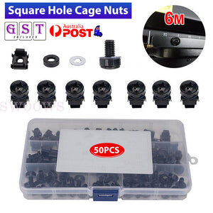 50PCS M6 Square Hole Hardware Cage Nuts& Mounting Screws For Server Rack&Cabinet