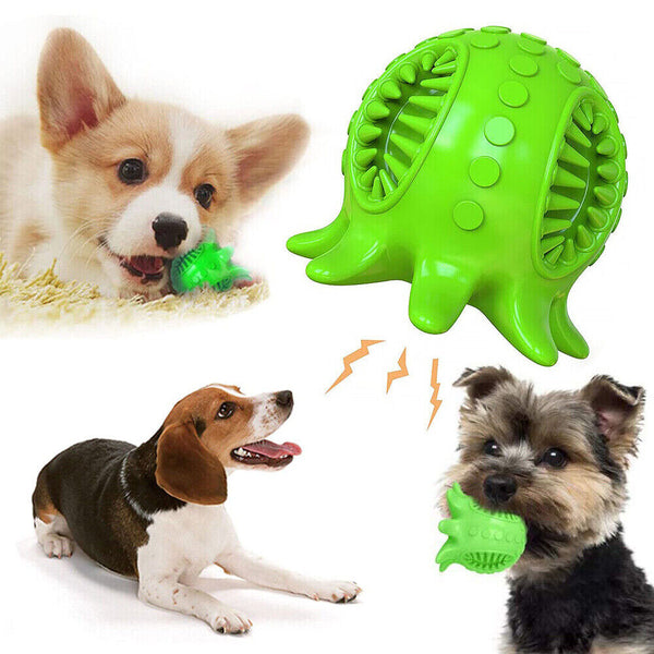 UP 4PCS Squeaky Dog Tooth Cleaning Chew Ball Durable Rubber Tough Toys For Dogs