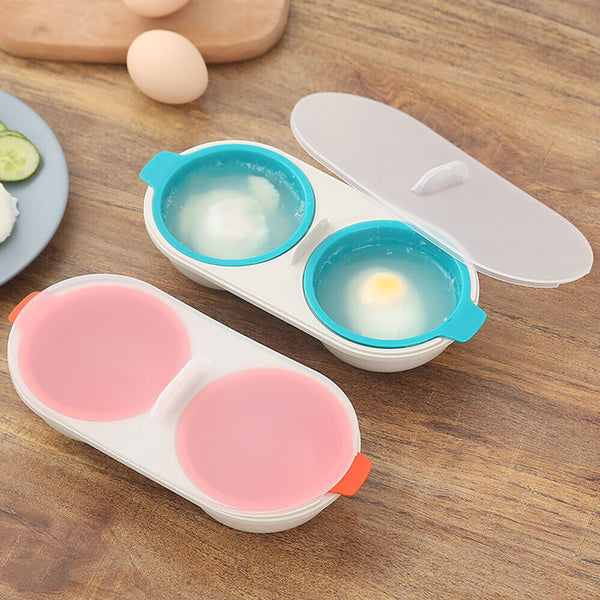 1/2xDraining Egg Boiler Set Edible Silicone Double Microwave Egg PoacherCookware