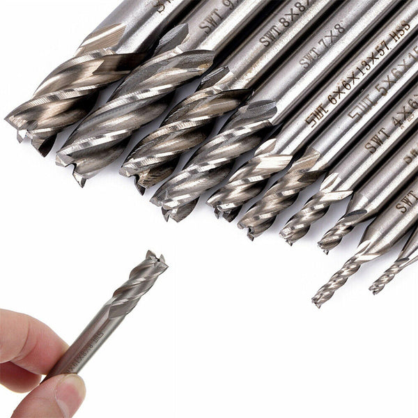 10Pcs 4 Flute Milling Drill Bit Cutter Carbide End Mill CNC Tools 2-10mm Milling