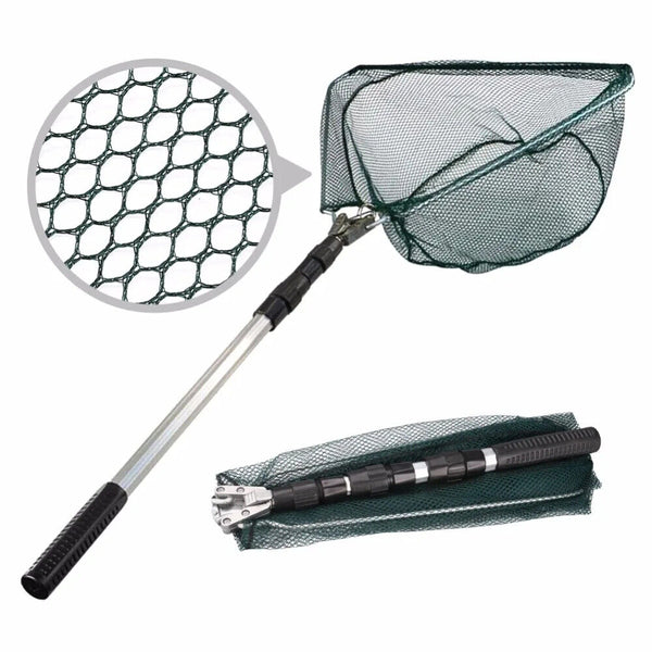 Fishing Net Landing Mesh Fish Catch Tool Telescopic Pole Folding Handle Foldable